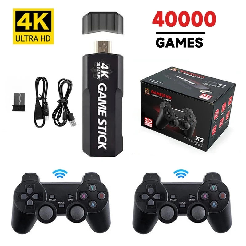 2023 New GD10 4K Game Stick 2.4G Wireless Controller HD Retro Video Game Consoles Emuelec4.3 System Over 40,000Games Installed