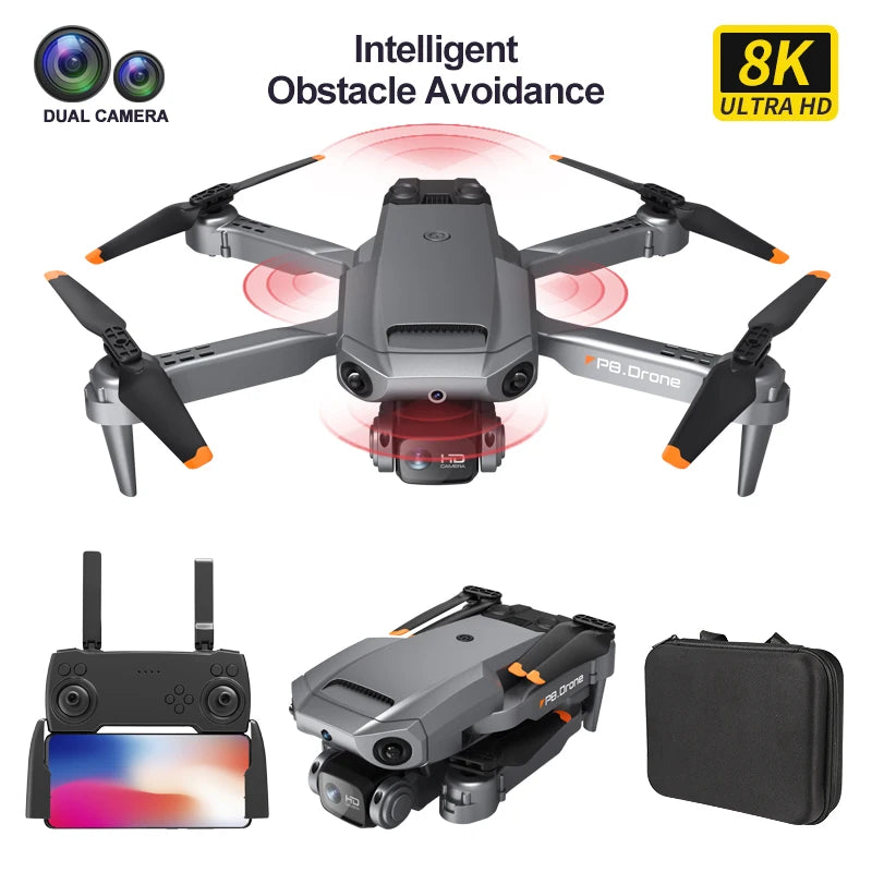 New P8 RC Drone with 8K HD Camera Obstacle Avoidance Folding Drone 8K Aerial Photography Quadcopter Remote Control Plane Toys