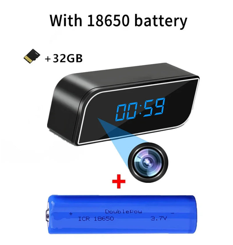 2025 high-definition 1080P WiFi mini clock camera, night vision mobile video alarm, supports wireless video, sports recording