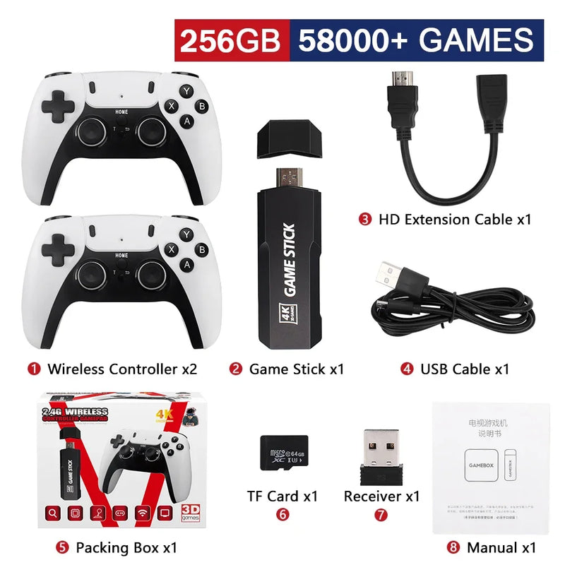 GD10 PRO Video Game Stick Console 2.4G Double Wireless Controller Game 4K 58000 Games 256GB Retro Games Boy Christmas Gift