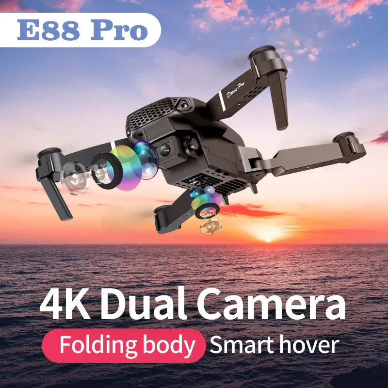 2024 New E88 Pro WIFI FPV Drone Wide Angle HD 4K 1080P Camera Height Hold RC Foldable Quadcopter Dron Helicopter Toys Kids Gift