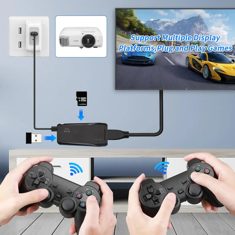 Video Game Sticks M8 Retro Game Console Dual 2.4G Wireless Controllers Plug and Play 4K HDMI Output 15 Classic Emulators - 64G