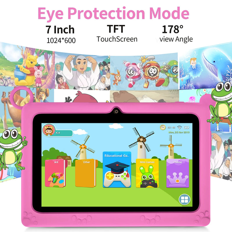 New version 7-inch mini Children's Tablet with 4GB RAM, 64GB ROM, Drawing and Learning, Android 13.0, 4000mAh PC Tablet