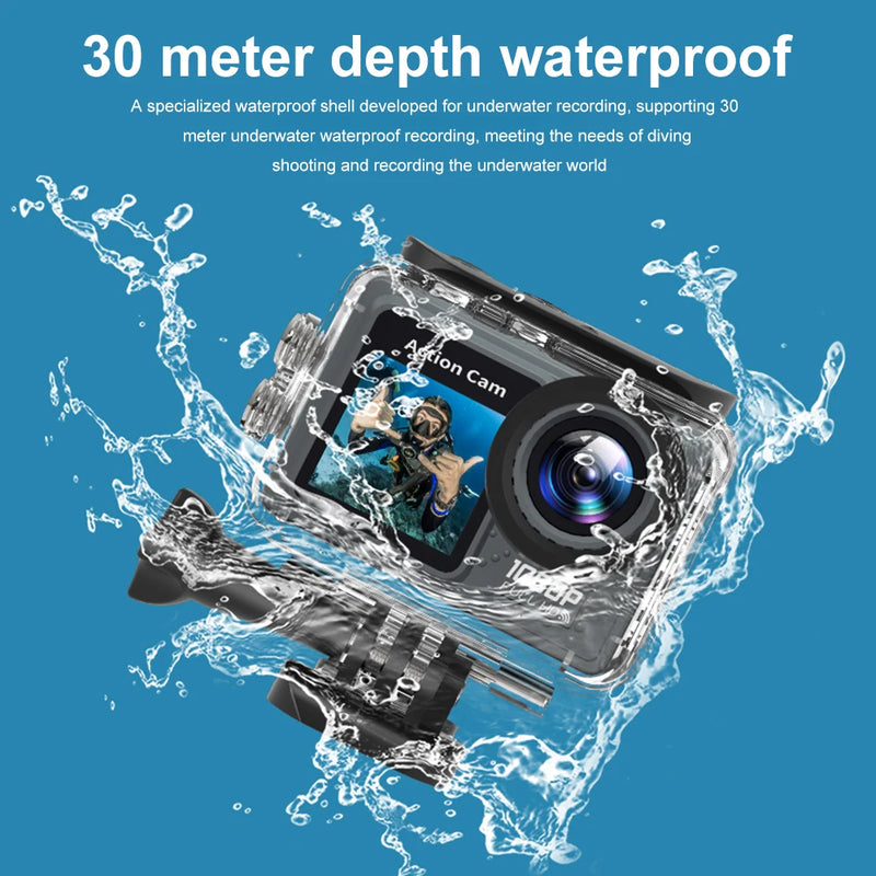 WiFi Action Camera 30m Waterproof Exercise Video Recorder 120° Wide Angle Underwater Camera with Accessories