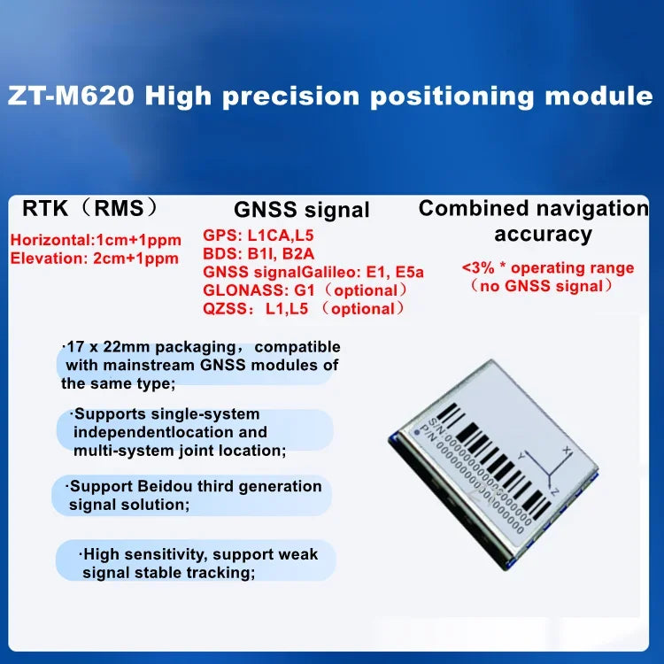 FOR DJ uav/drone/robot Ultra-low power GNSS/RTK module Supports single-system independentlocation multi-system joint location