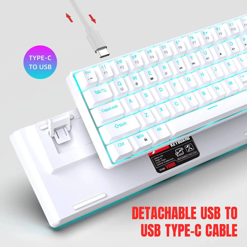 Mechanical keyboard gaming 60% USB white keys Keyboards gamer mini Ergonomic Computer keyborad Backlit Musica teclado pc