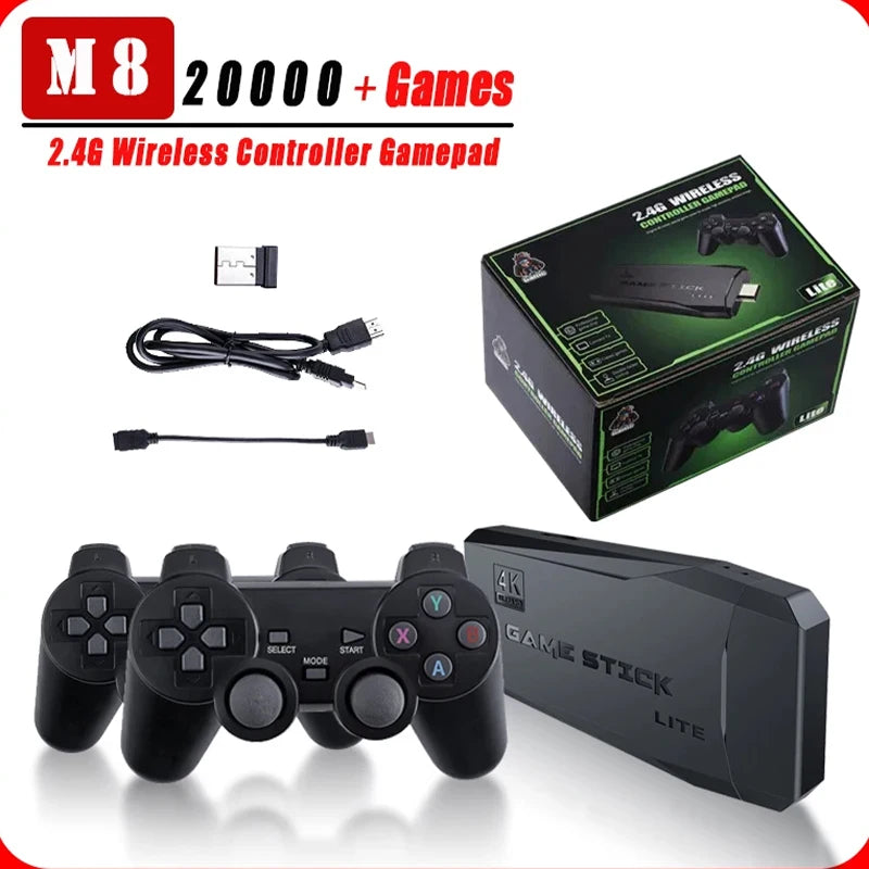 Video Game Sticks M8 Console 2.4G Dual Wireless Controller Game Stick 4K 20000 games 64GB Retro game For Dropshiopping Xmas Gift