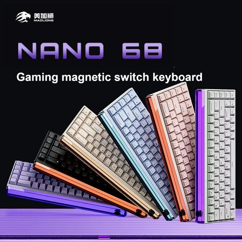 Madlions NANO 68/68 PRO Magnetic Axis Keyboard TTC Axis Type-C RGB 8000HZ Adjustable 0 Dead Zone RT 0.01 Esports Gaming Keyboard