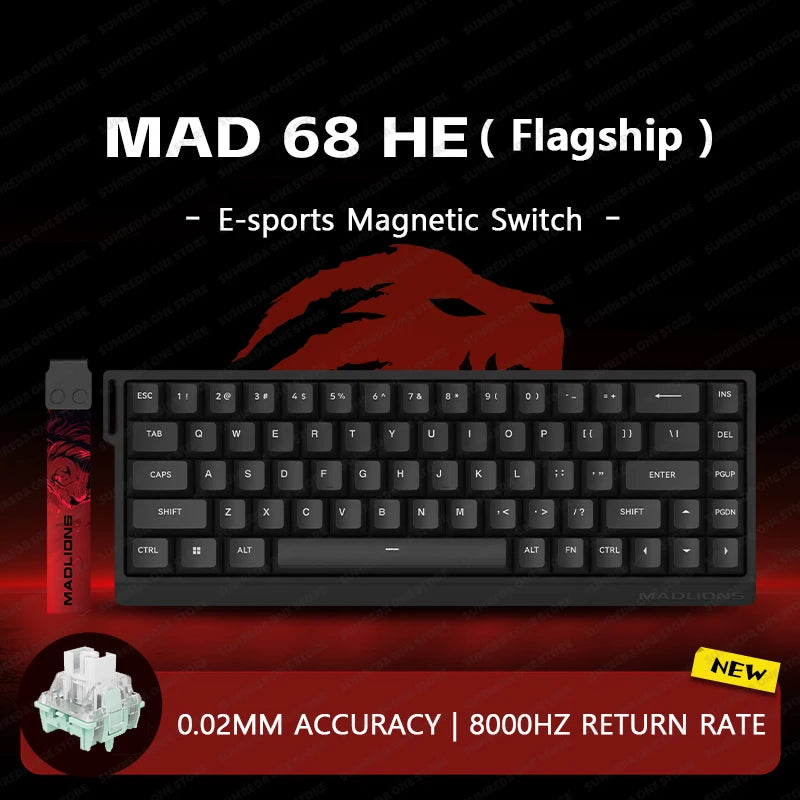 MADLIONS Mad60 Mad68 HE Mechanical Keyboard Magnetic Switch Madcatz Mad60he Wired Game Keyboard Rapid Trigger Custom Keyboard