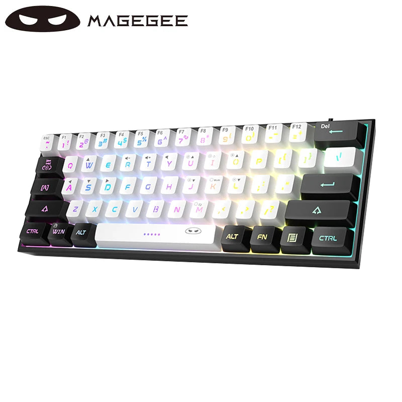 MageGee TS91 60% Mini Membrane USB  Keyboard, 61 Key Wired RGB Backlit Gaming Office Computer Keyboard for Windows/Mac