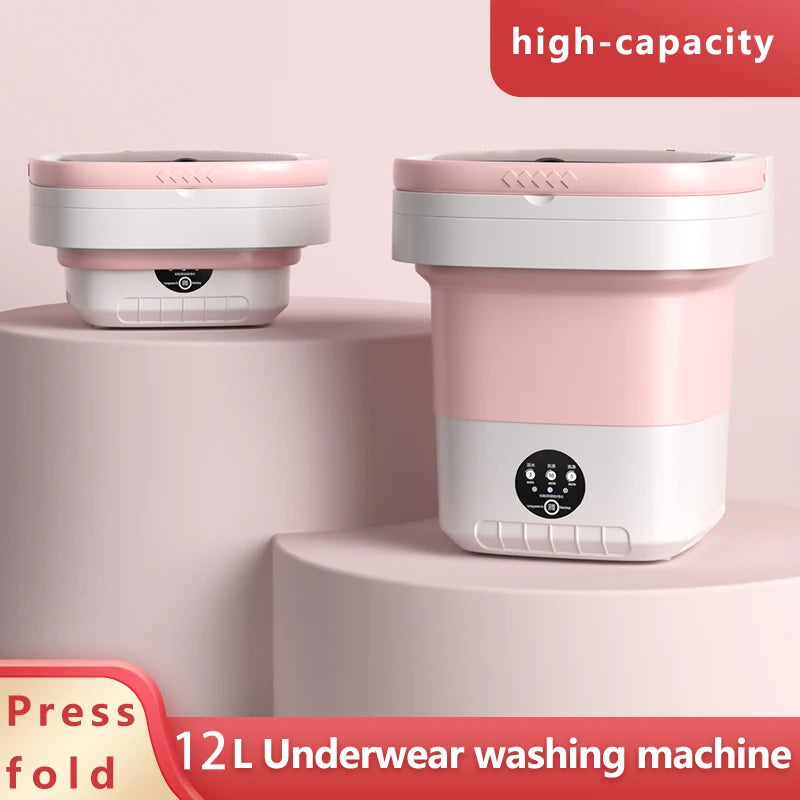 Portable folding washing machine 12L elution all-in-one washing machine student dormitory home washing underwear