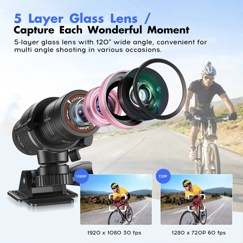 F9 Action Camera 1080P Full HD Bike Motorcycle Helmet Camera Outdoor Waterproof Sports Action Cam Video Recorder Bicycle Car DVR