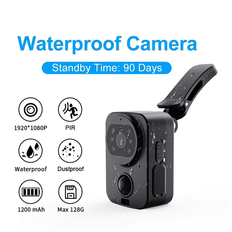 PD01 Waterproof Camera 1080P Pocket Cameras FHD Long Battery PIR Video Recorder Sport DV Bike Action Cam No Memory Card