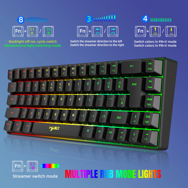 Mechanical keyboard 68-key  mechanisch toetsenbord gamer for both gaming and office use. Portable and easy to operate