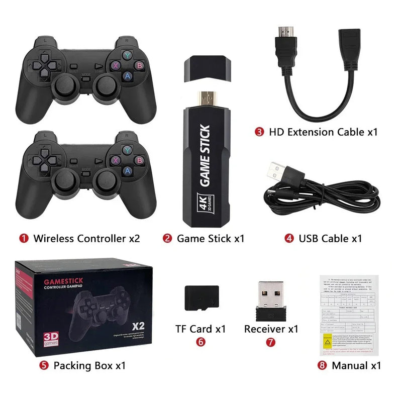 GD10 Video Game Stick 4K Console 2.4G Double Wireless Controller Retro Games Player for PS1/PSP Boy Christmas Gift