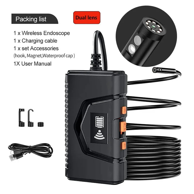 Wireless Endoscope for Automotive Inspection Semi-Rigid Flexible Waterproof Single & Dual WiFi Borescope Camera For Android IOS