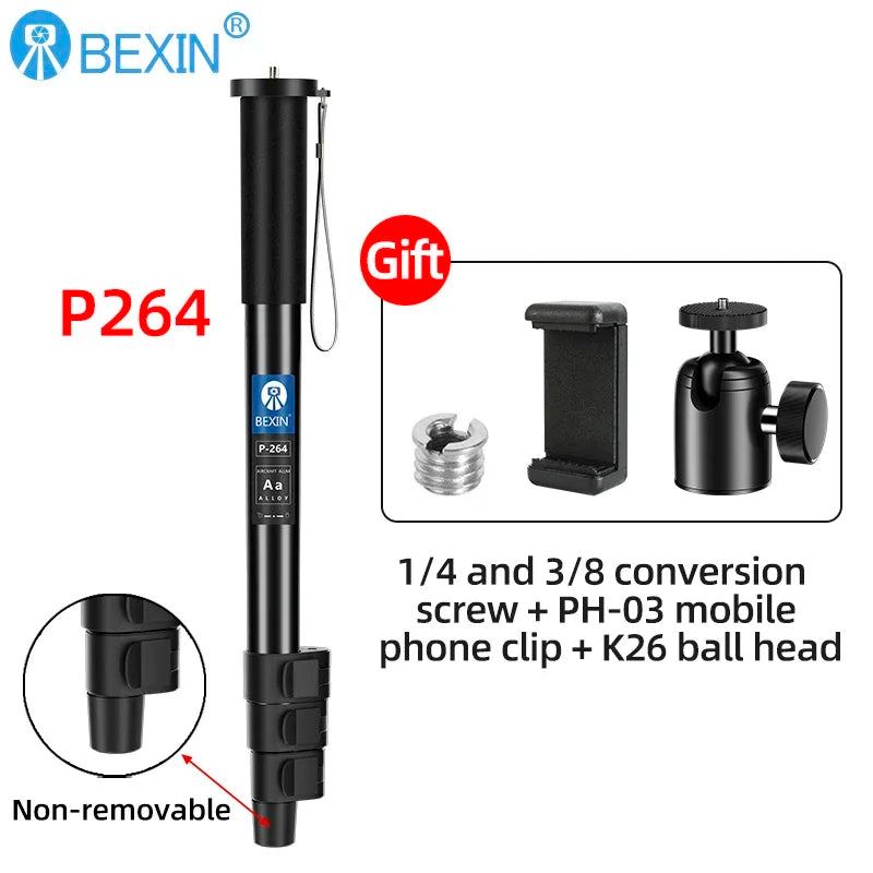 BEXIN Digital Camera Telescopic Handheld Monopod Lightweight Camera Mount Adapter Support Monopod For Nikon Sony Dslr Camera