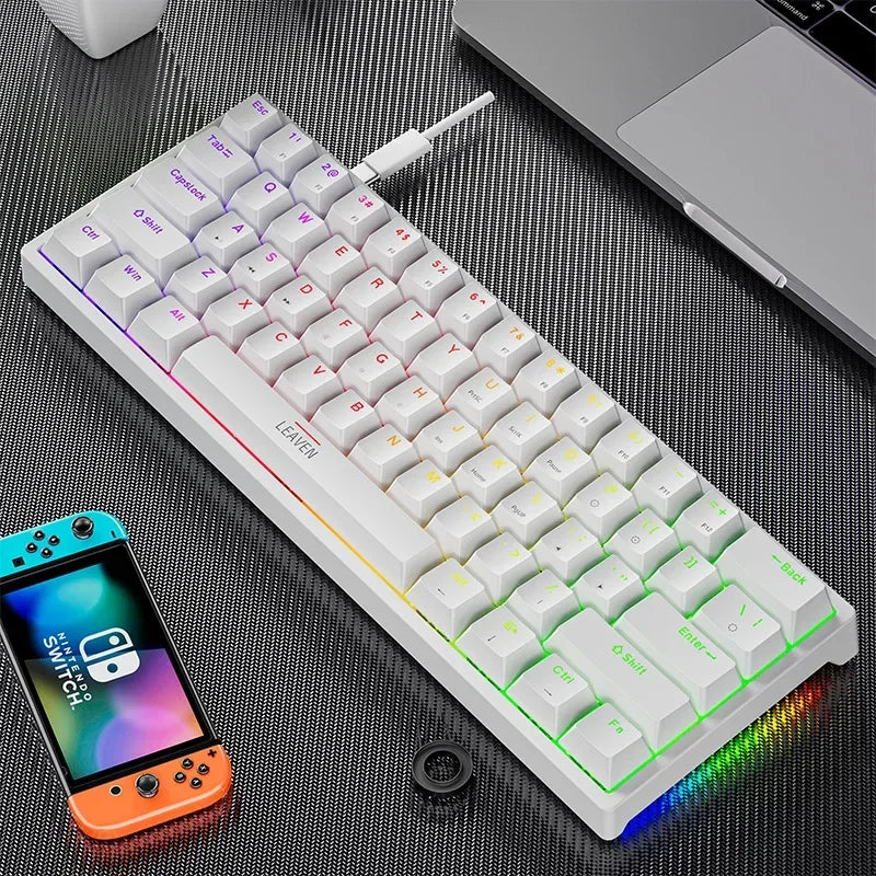 K620 Mini Gaming Mechanical Keyboard 61 Keys RGB Hotswap Type-C Wired Gaming Keyboard PBT Keycaps 60% Ergonomics Keyboards