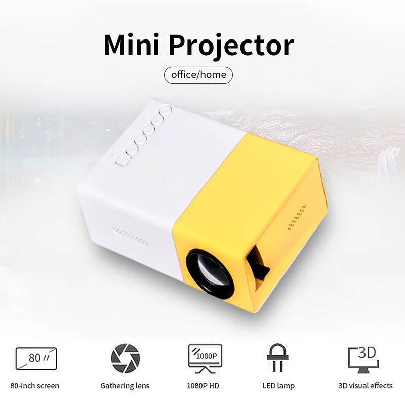 YG300 Mini LED Projector Yg300 Upgraded Version 1000 Lumen 320x240P HDMI-compatible USB Audio Home Media Player Beamer