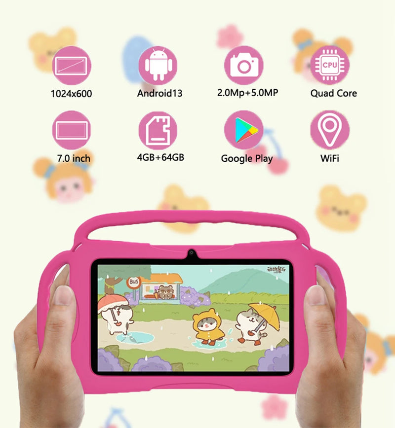 2024 New 5G WIFI Children's Tablet 4GB RAM 64GB ROM Portable Mini Tablet Quad Core Dual Camera 4000mAh Android 13