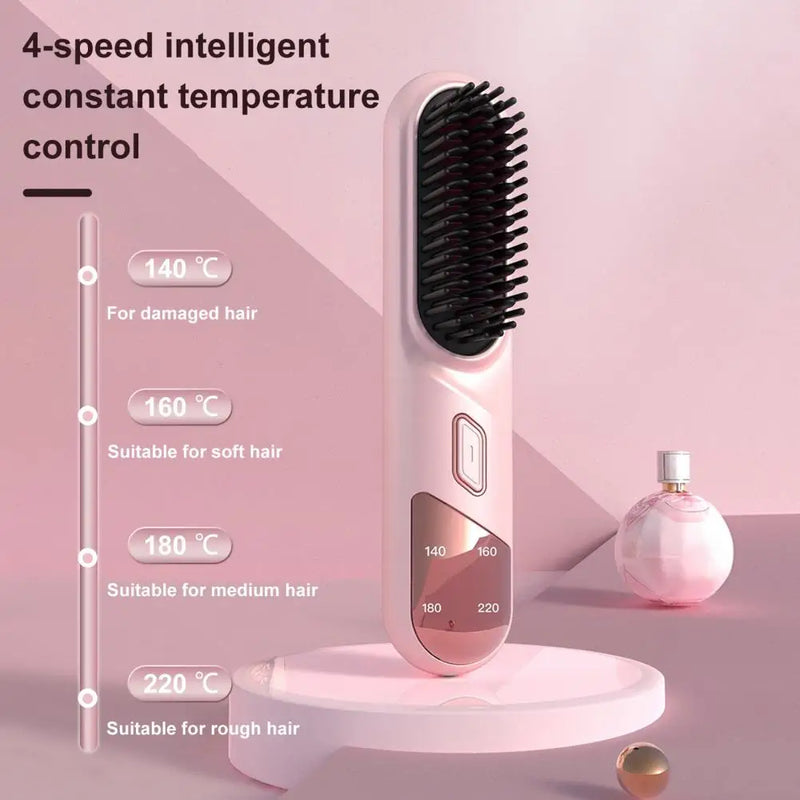 Wet Dry Hair Straightener Cordless Hair Straightener Brush with Fast Heating Negative Ions for Fluffy Curly Hair for Electric