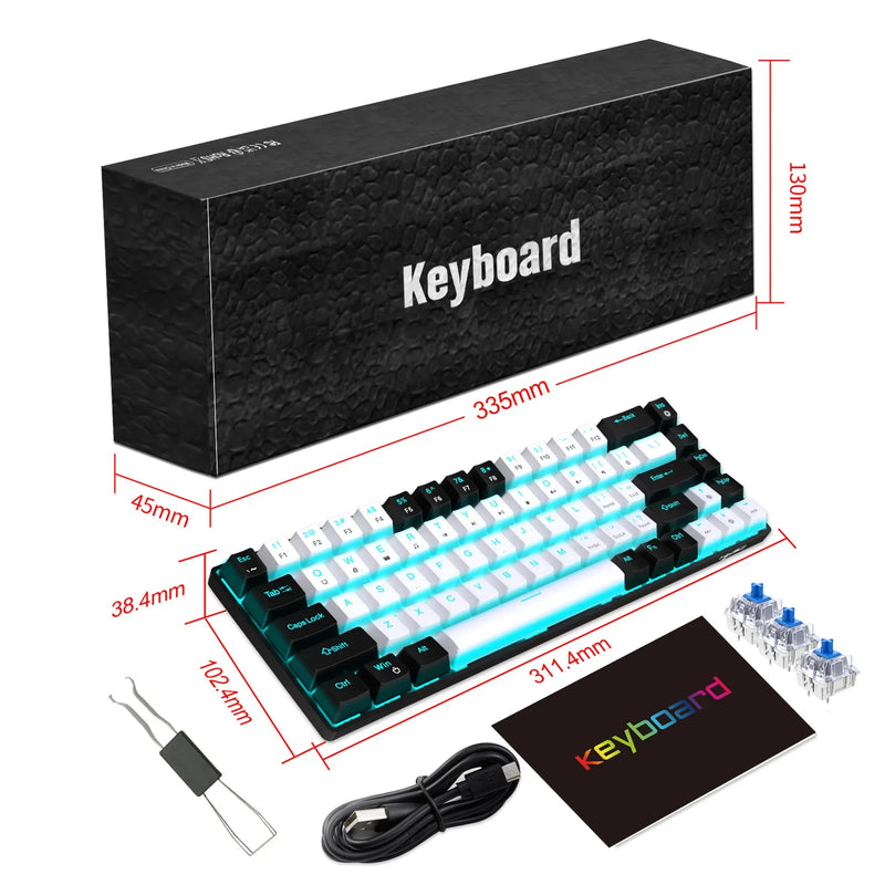 Mechanical keyboard gaming 60% USB white keys Keyboards gamer mini Ergonomic Computer keyborad Backlit Musica teclado pc