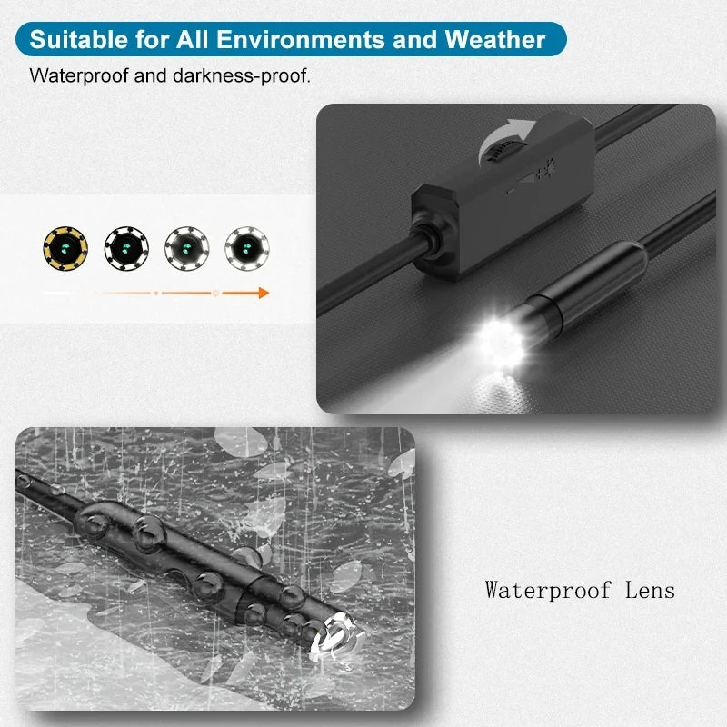 2MP 1080P 8mm Dual Lens  For iPhone  ISO OTG  USB Endoscope Camera CMOS Borescope Inspection Otoscope Digital Microscope