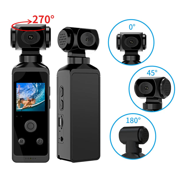 4K 1080P Pocket Camcorder HD Cam 1.3" LCD Screen 270° Rotatable Wifi Mini sports Camera with Waterproof Case Motion Cameras