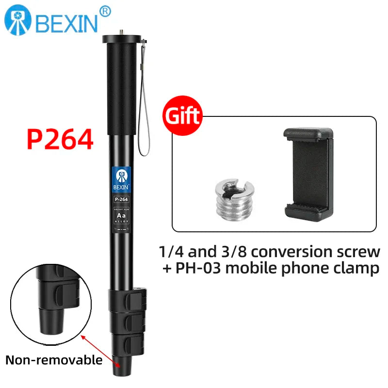 BEXIN Digital Camera Telescopic Handheld Monopod Lightweight Camera Mount Adapter Support Monopod For Nikon Sony Dslr Camera