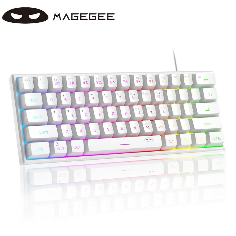 MageGee TS91 60% Mini Membrane USB  Keyboard, 61 Key Wired RGB Backlit Gaming Office Computer Keyboard for Windows/Mac