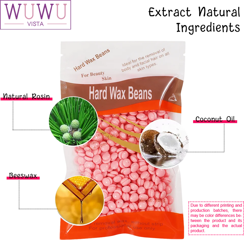 WUWUVISTA 100g/3.52oz Hot Wax Hair Removal Depilatory Waxing hard Beans for Wax Heater Painless for all Hairs Removal Beans