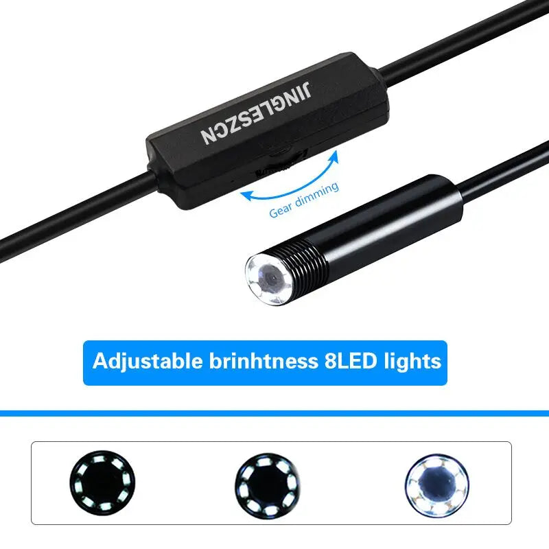 Wireless Endoscope  1200P Scope Snake Camera with 8 LED Lights 8mm Lens Video HD Inspection Camera for Android & iOS Phone PC