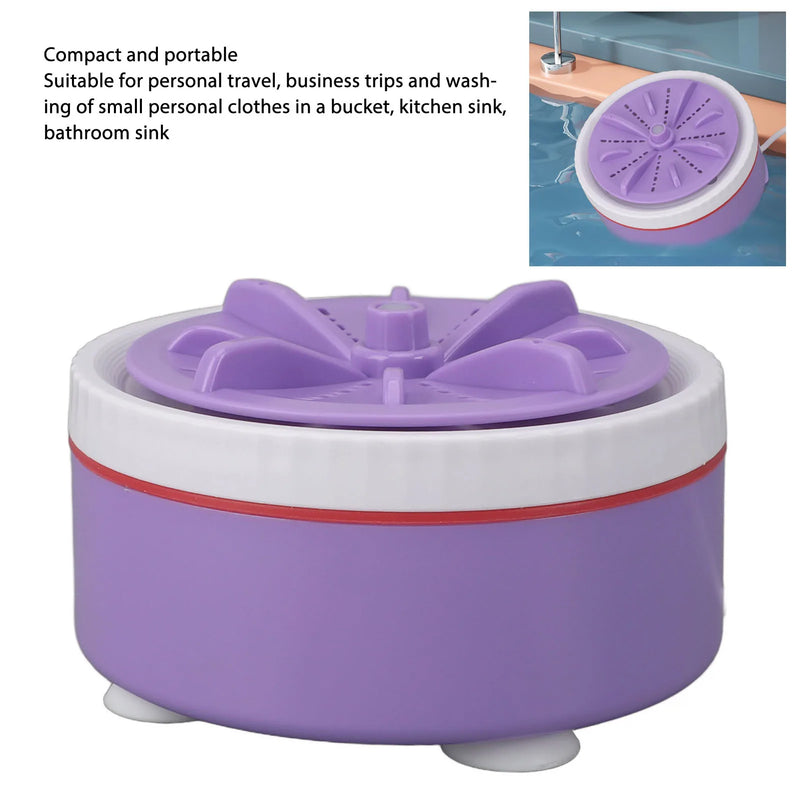 Mini Turbo Washing Machine Timed Adjustable Multifunction USB Powered Portable Mini Turbo Washer for Small Clothes Dish Washing