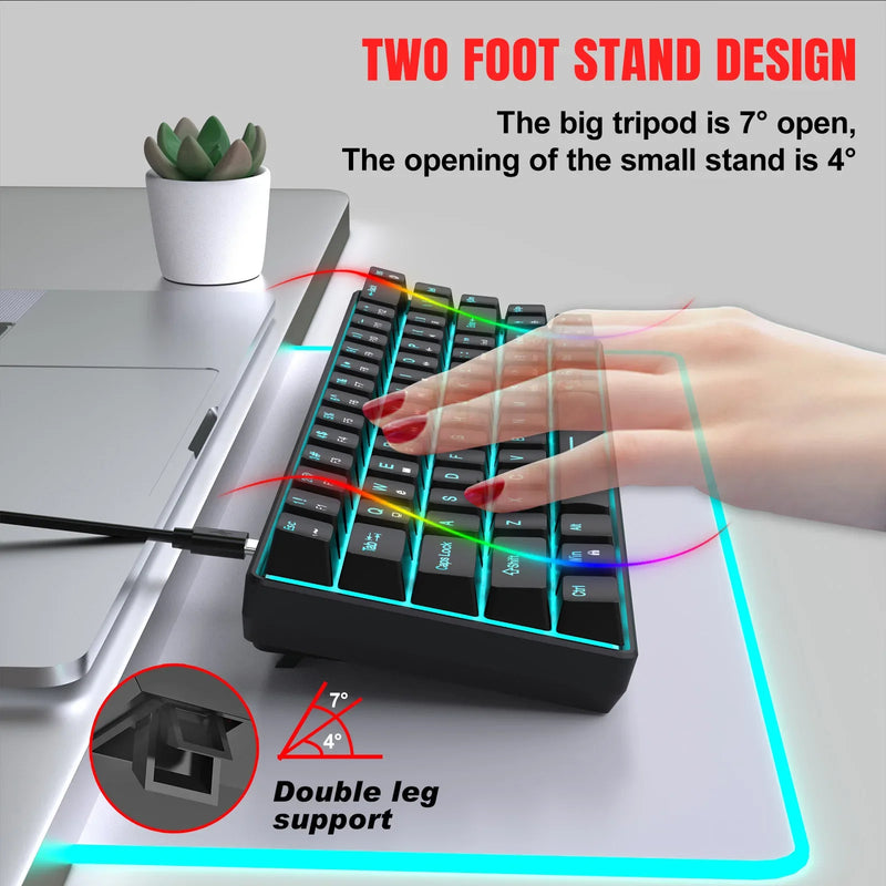 Mechanical keyboard gaming 60% USB white keys Keyboards gamer mini Ergonomic Computer keyborad Backlit Musica teclado pc