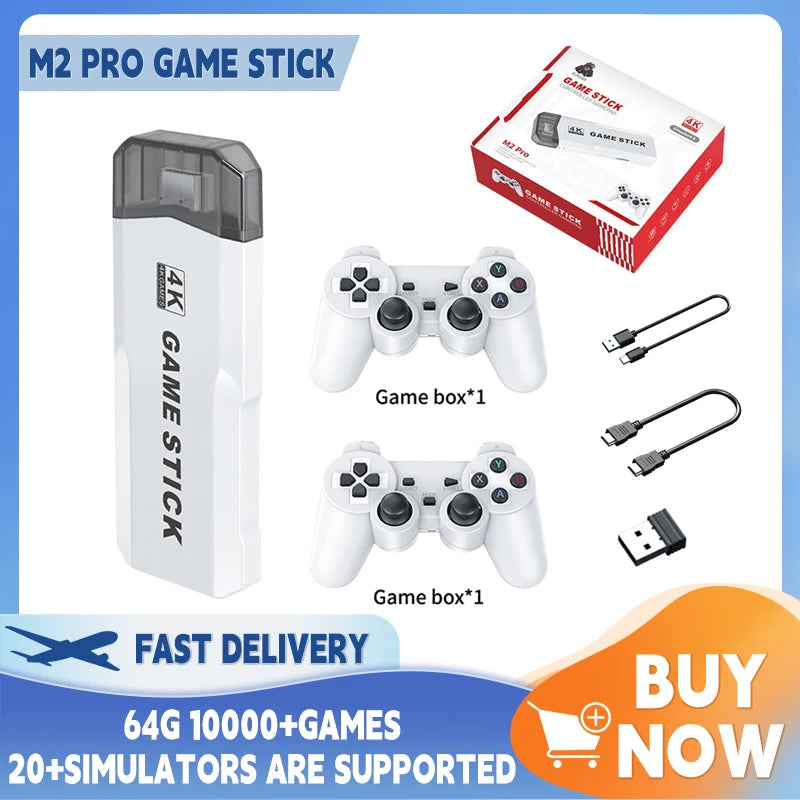 M2 PRO Game Stick 4K 64G 20000+ Games Retro Handheld Video Game Console Wireless Gamepads 20+ Simulators Consolas De Vídeojuegos