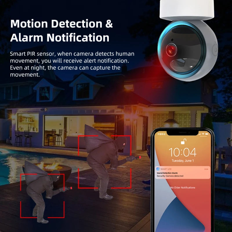 WiFi PTZ Video Surveillance Camera HD Definition Night Vision Bidirectional Audio Automatic Tracking Cloud Home Security Camera