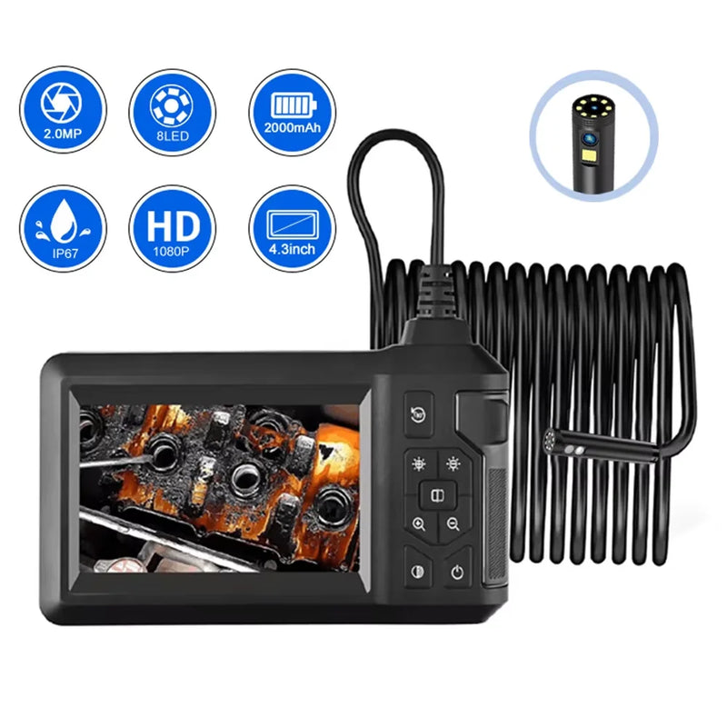 Dual Lens Industrial Endoscope 8mm IP67 Waterproof Camera Sewer Camera with 4.3" LCD Digital Inspection Camera for Home Drain