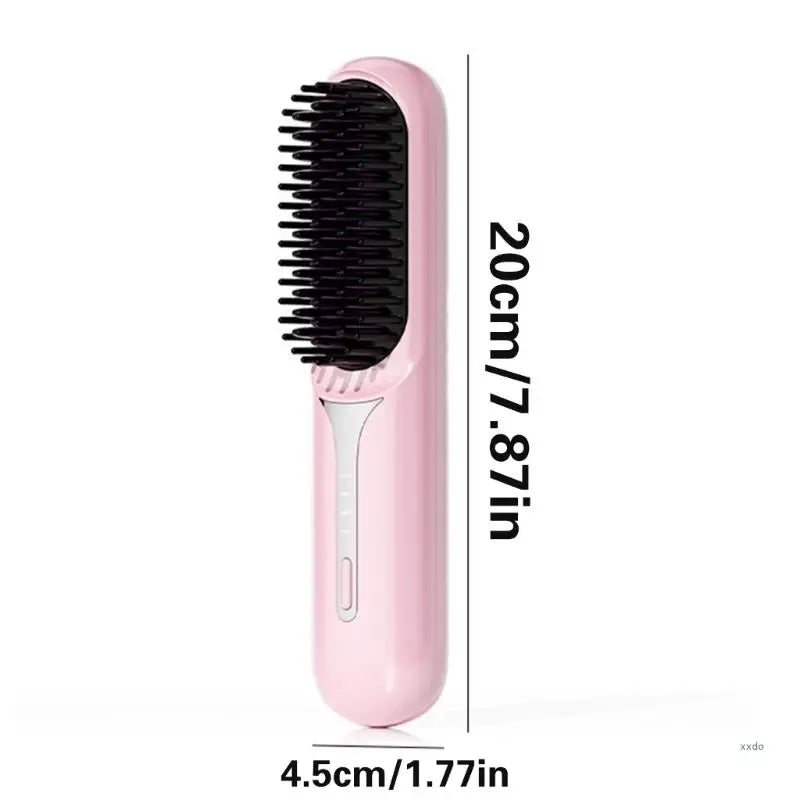 Travel Friendly Cordless Hair Straightener Brush With Adjustable Temperature Rechargeable Styling Comb Fast Heating