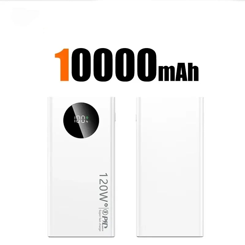 Large Capacity Mobile Power Bank, 20000mAh, 120W, Fast Charging, Portable Battery Charger for iPhone, Samsung, Huawei, Xiaomi