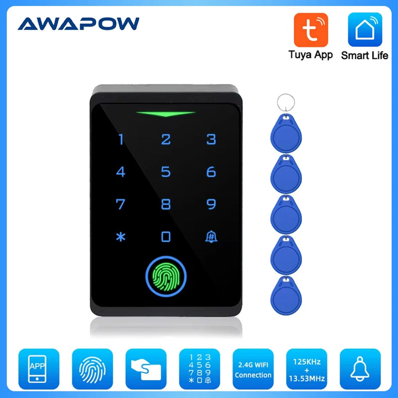 Awapow Tuya Access Control Kits CF1-2.4G Wifi Door Access Control System Security Waterproof Fingerprint Digital Electronic Lock