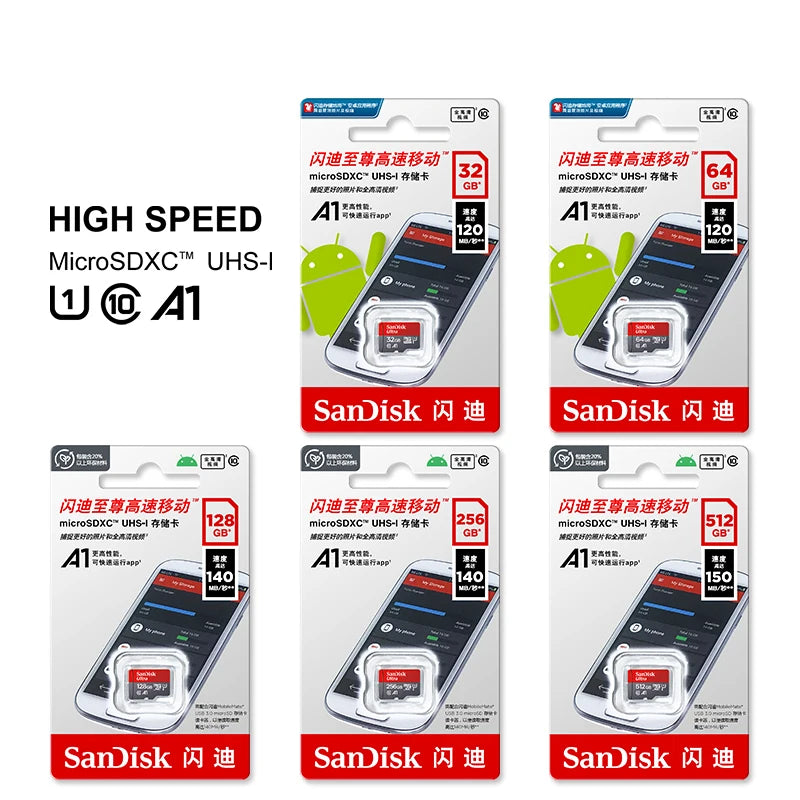 Genuine Sandisk Memory Card 128GB 32GB 64GB 256GB SD/TF Flash Card Mini SD 32 64 128GB TF CARD for Phone Speakers Robot