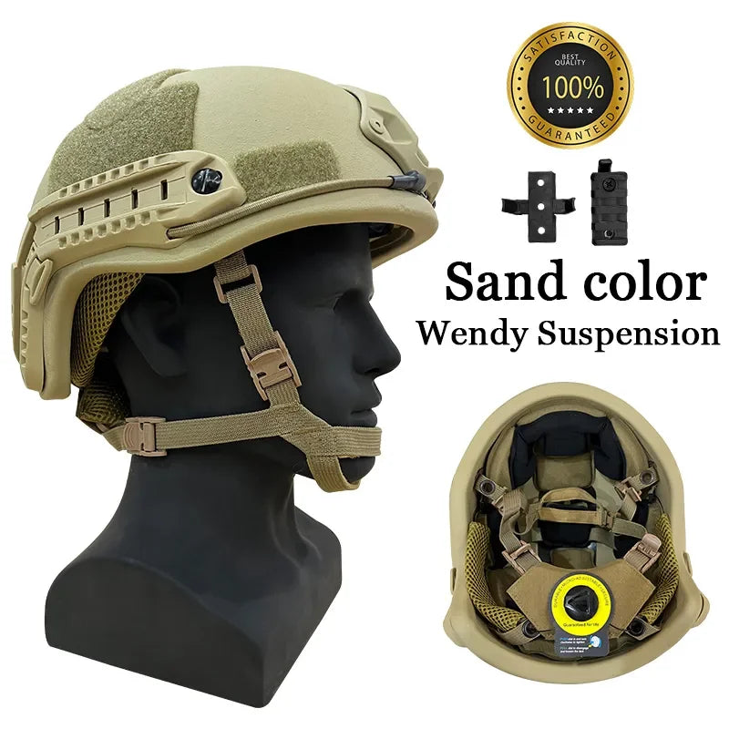 High Cut Trajectory Helmet FAST PE NIJ IIIA XP Cut Ballistic Helmet Wendy's Lined Black UHMW-PE Tactical Bulletproof Helmet