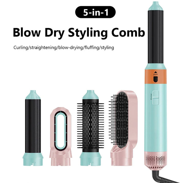 5 in 1 Hair Dryer Multi Styler Hot Air Brush with Curling Barrel Blower Brush Airwrap Curlers Salon Hair Styler Tools