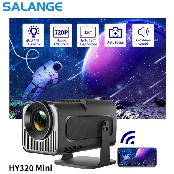 Salange HY320mini Smart Projector Android 11.0 Portable WIFI Bluetooth Home Cinema 720P for Smartphone Outdoor 1080P 4K Movie