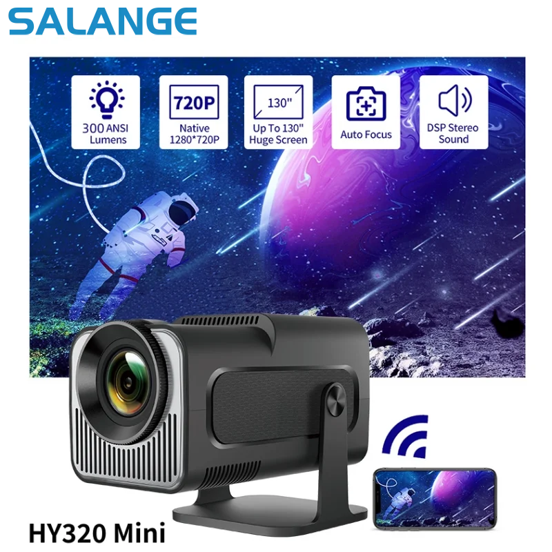 Salange HY320mini Smart Projector Android 11.0 Portable WIFI Bluetooth Home Cinema 720P for Smartphone Outdoor 1080P 4K Movie