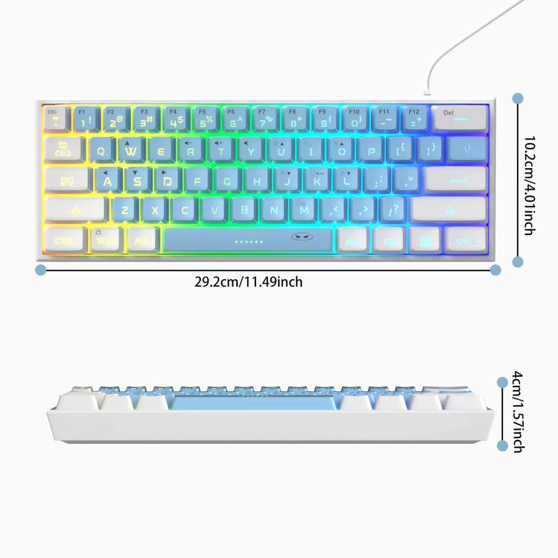 MageGee TS91 60% Mini Membrane USB  Keyboard, 61 Key Wired RGB Backlit Gaming Office Computer Keyboard for Windows/Mac