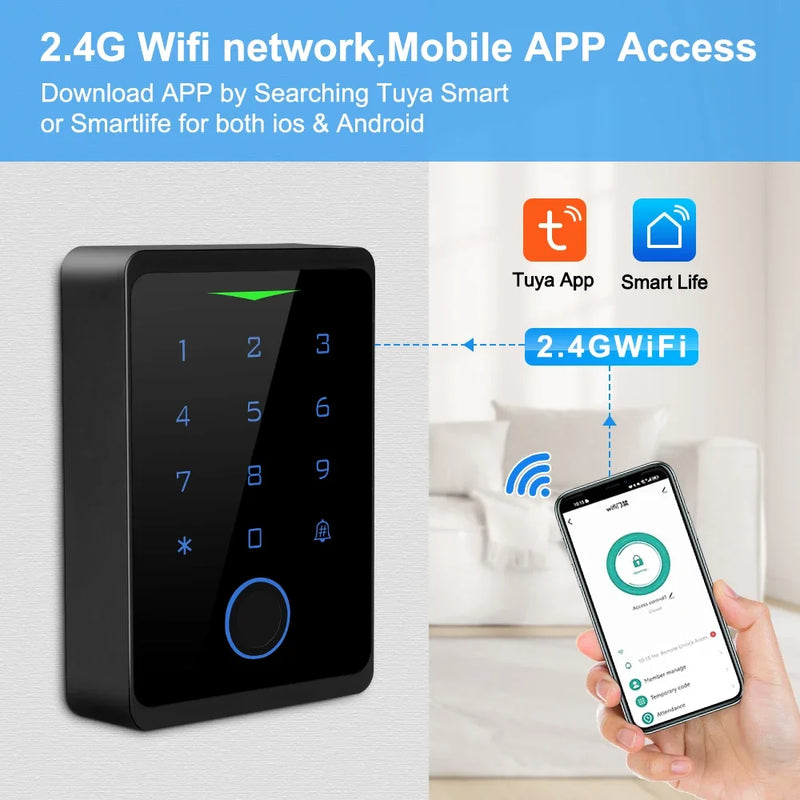 Awapow Tuya Access Control Kits CF1-2.4G Wifi Door Access Control System Security Waterproof Fingerprint Digital Electronic Lock