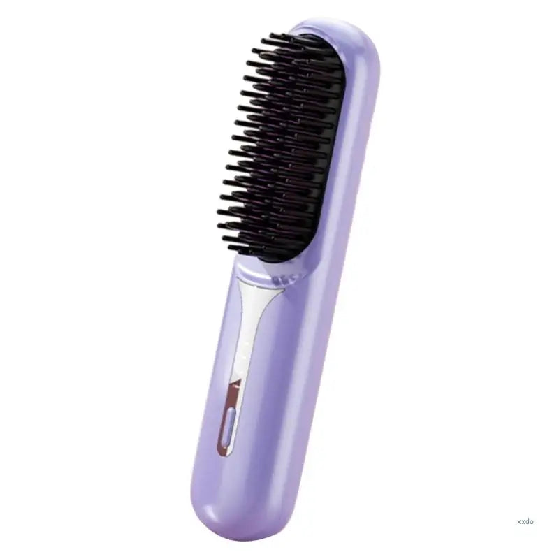 Travel Friendly Cordless Hair Straightener Brush With Adjustable Temperature Rechargeable Styling Comb Fast Heating