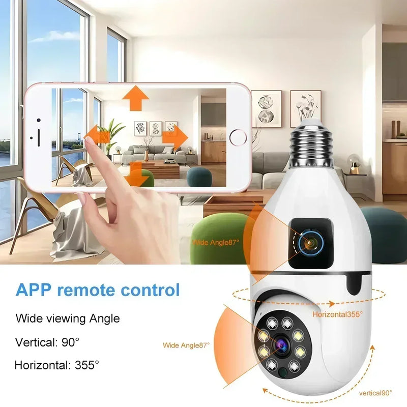 8MP E27 Bulb Surveillance WIFI Camera Human Tracking Full Color Night Vision Automatic Zoom Indoor Security Monitor Wifi Camera