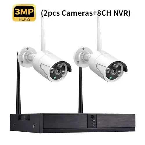 Gadinan 8CH 3MP Wireless NVR Kit Face Detect H.265+ Security System Outdoor Audio Wifi IP Camera Video Surveillance CCTV Camera